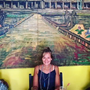 Me in front of painting of Ankor Wat